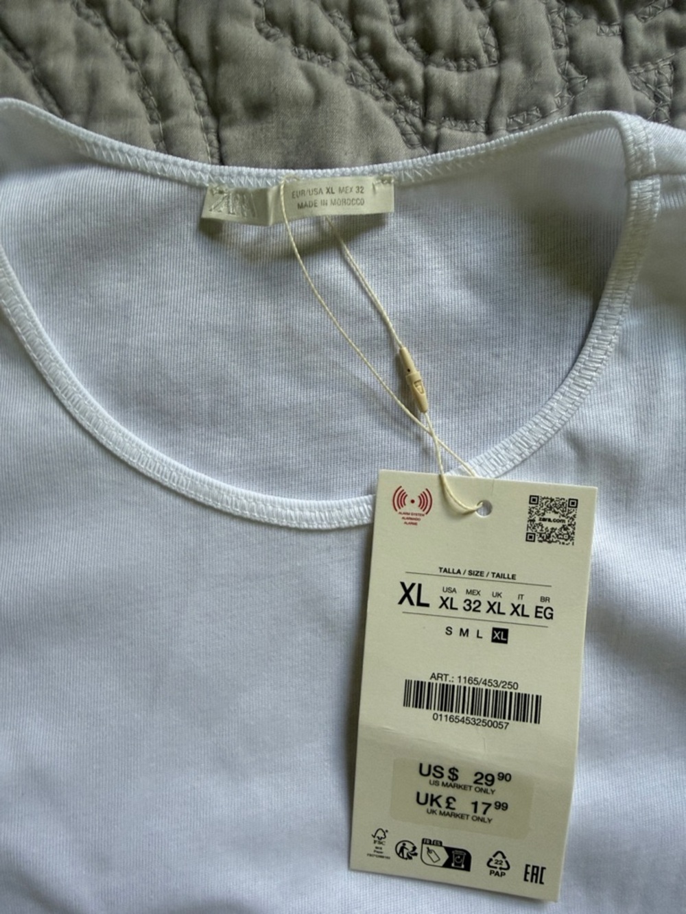 NWT ZARA Pocket T-shirt White XL - Picture 4 of 5